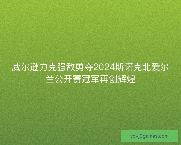 威尔逊力克强敌勇夺2024斯诺克北爱尔兰公开赛冠军再创辉煌